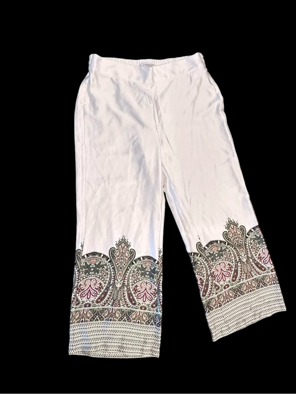 LPLA Liverpool LA Cream Olive Paisley Tank Top Crop Pants Set NWT Large - Picture 11 of 15